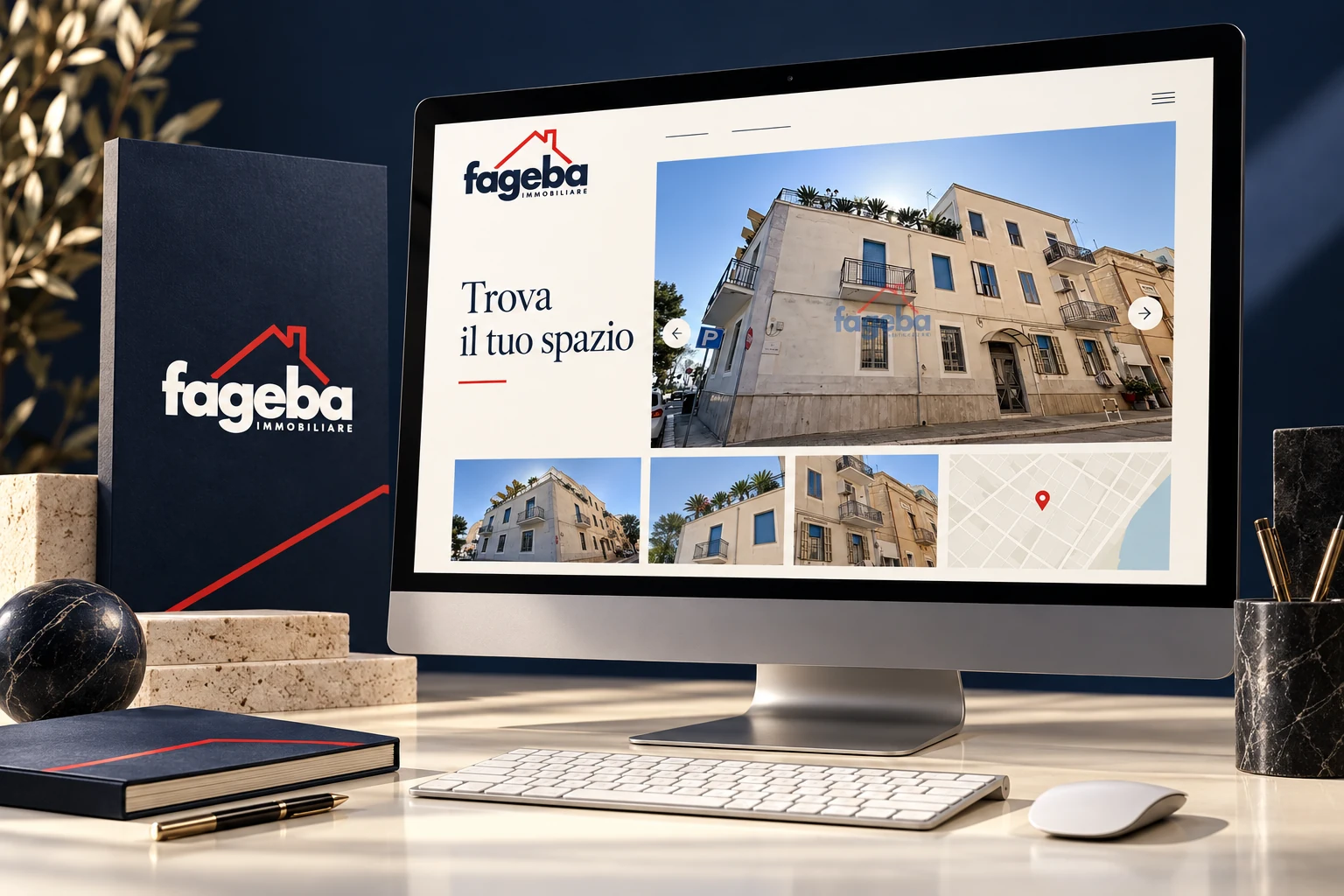 Mockup di presentazione del progetto Fageba Immobiliare